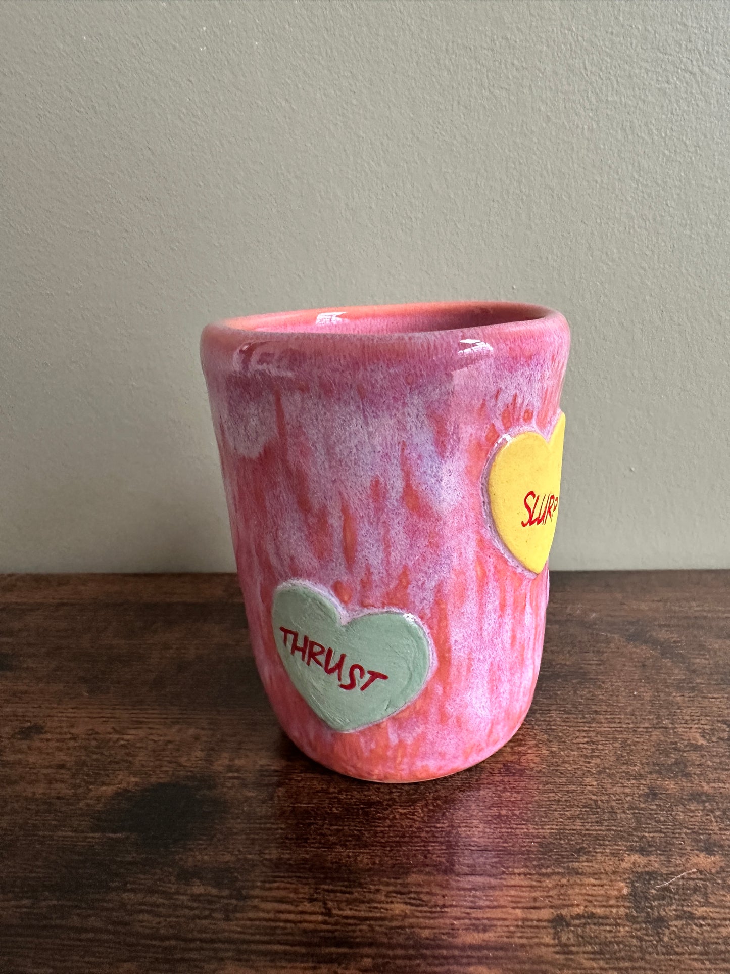 Candy heart SFX small sgrafitto cup