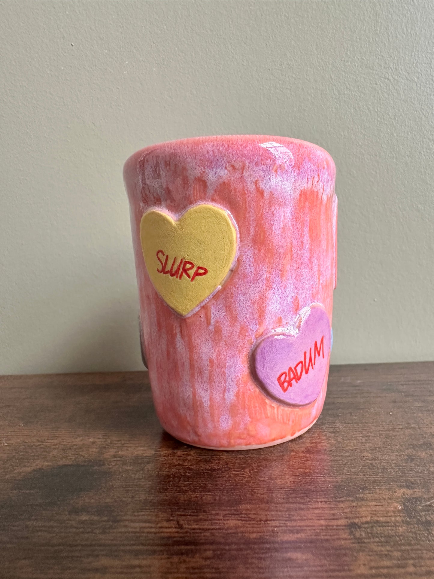 Candy heart SFX small sgrafitto cup